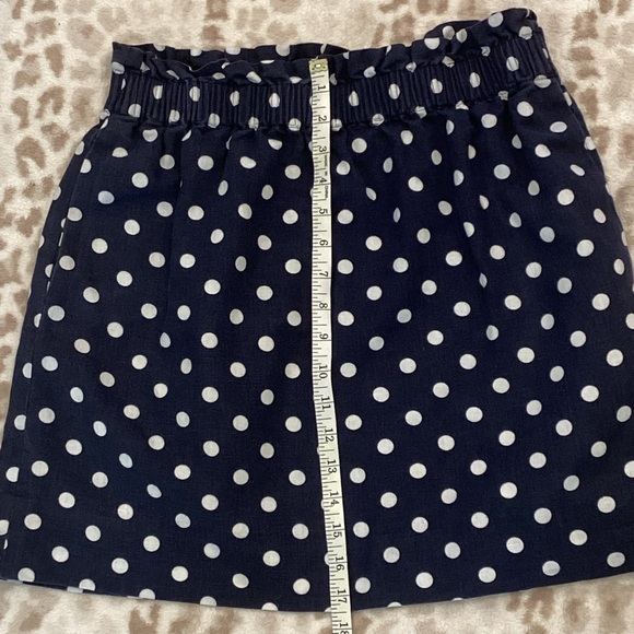 J Crew Sidewalk Blue & White Polkadot Linen Skirt, Size 8 - Picture 7 of 10